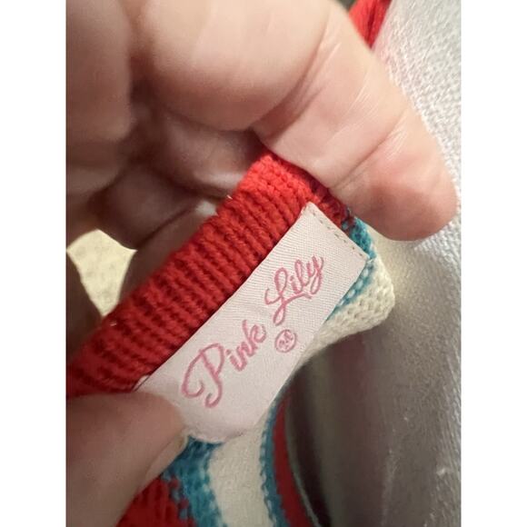 Pink Lilly Striped Sweater Dress Maxi Size M Sleeveless Stretch - So Pretty! - Picture 5 of 7